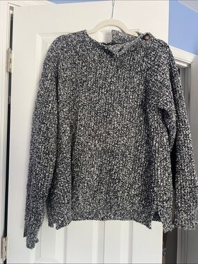Peter millar mock neck Black & White Marled Knit Sweater